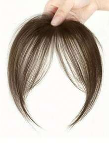 空气刘海，带鬓角，斜刘海造型，夹式接发，轻盈飘逸，逼真自然，隐形，增加发量，自然黑色，夹式接发，新手友好，易于佩戴，适合女性。