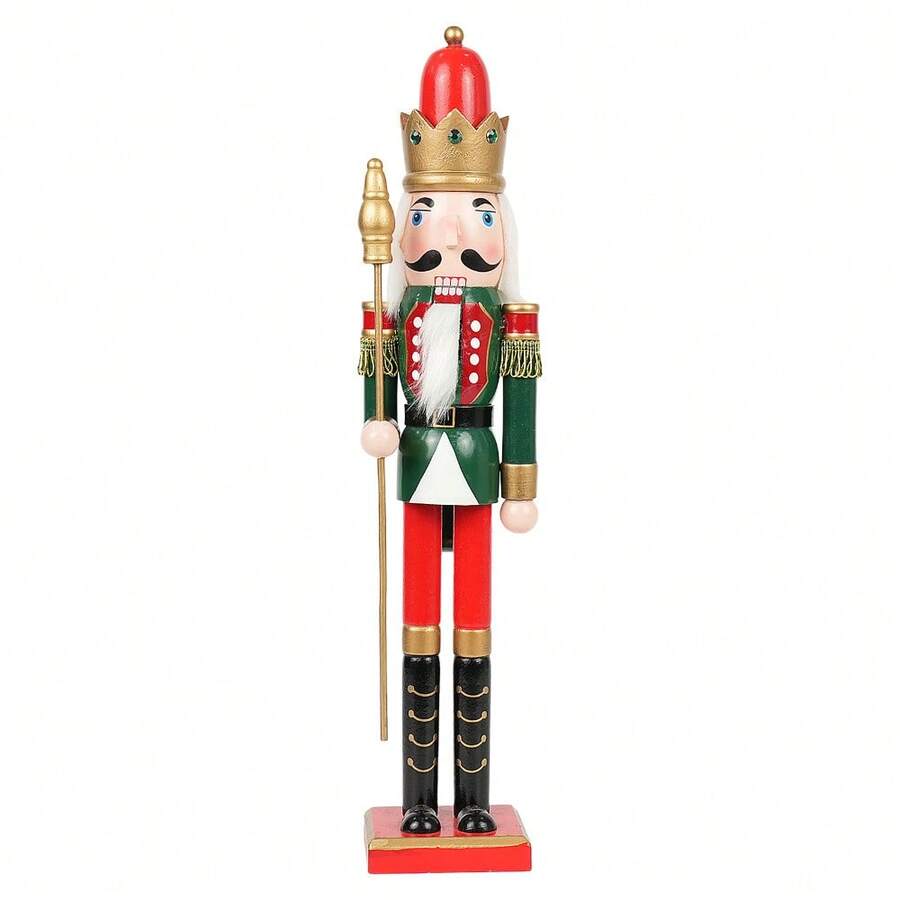 Wooden Nutcracker Soldier, Handmade Christmas Decorations For Home & Office, Tabletop Decor For Holiday, Festive Gift For Friends And Family - 黑色 - 查看 1