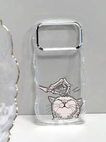 Clear Phone Case With Electroplated Camera Ring, Cat And Skeleton Hand Interaction Pattern Dark Humor Style, Creative Illustration Design, Compatible With IPhone 17/16/15/14/13/12, Pro Max, Pro, Plus; Galaxy A54/A55/A56/A70/A71/A72/A73/A, Galaxy S26/S25/S24/S23/S22/S21, Holiday Gift, Perfect For Family And Friends - 無色 - 查看 6