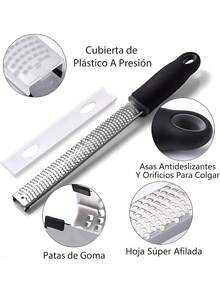 Estilo3PK Rallador de queso de acero inoxidable, Rayador de cocina profesional, Rallador de limon, Rallador de cítricos,Adecuado para queso, limón, ajo, jengibre, chocolate, verduras, frutas.Versión mejorada - 1 - Ver 3