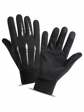 1 paire de gants de moto thermiques en polaire coupe-vent et imperméables, équipement chaud pour le cyclisme et la conduite, gants tactiles à doigts complets pour hommes, livraison