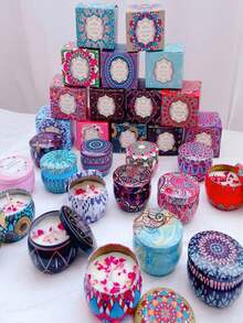 香薰蜡烛、自制大豆蜡烛台、彩色瓶装香薰蜡烛、香薰蜡烛套装，多种香型可选，包括薰衣草、小苍兰、香草奶油、玫瑰、古龙水、檀香、栀子花，适用于婚礼、生日、节日、婚礼纪念品、家居香薰蜡烛、情人节礼物、酒店装饰 - 彩色 - 查看 8