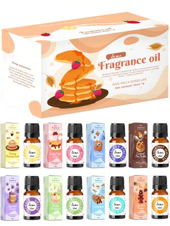1pc/8PCS Essential Oil Set For Bread Baking, Christmas Aromatherapy Essential Oil, Humidifier, Candle Making, Caramel Nut Muffin,Blueberry Pancake,Creamy Cookie Dough,Creamy Nutmeg Scent,Chocolate Fondue,Cinnsmon,Vanilla Sweetheart,Lavender Dream Various Scents, Suitable For Aroma Diffusers, Perfect For Homes, Hotels And Restaurants, Christmas, And Holiday Gift Recommendations. Home Decor Halloween Decor Room Decor Halloween