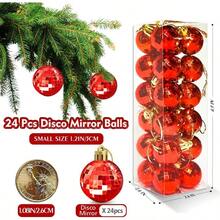 24 Pcs Christmas Disco Balls Mini Mirror Ball Hanging Decorations Small Plastic Ornament For Indoor Outdoor Party Christmas Tree Holiday Wedding 3CM/1.18'' Red - 紅色 - 查看 3