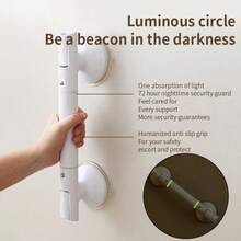 1pc Extra Large & Thick Suction Cup, No Drilling Required, Removable & Movable Vacuum Grab Bar, Suitable For Bathroom, Bedroom, Living Room Wall, Glass Door, Toilet Safety Railing - Fits 6 Scenarios