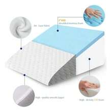 Triangle Sponge Bed Wedge Pillow : 50x50x26cm 2-In-1 Anti-Reflux Set - Grey And White Relief For Back Pain GERD And Acid Reflux Removable Washable Cover With Non-Slip Base - White - View 3