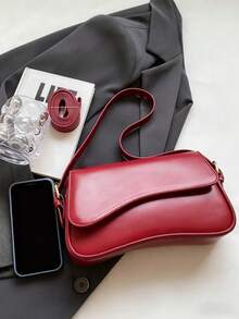 多巴胺時尚潮流女式斜挎包,新年和春節風格復古包,適合任何場合 - 酒紅色 - 查看 7