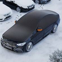 1pc Car Windshield Cover, Extended Engine Hood Cover, Quick Snow Removal Without Scraping, Anti-Snow, Anti-Frost, Anti-UV, Winter Windshield Protector, Oxford Cloth Material, Rearview Mirror Protector With Reflective Stripe, Suitable For Most Sedans/SUVs, Black - Multicolor - View 2
