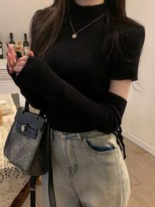 Women Knit Tops - Grey - View 3