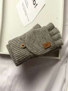 1 Paar Herren Damen Winterhandschuhe mit halboffener Klappe, gestrickt, dick, winddicht, Handabdeckung als Geschenk für Outdoor - A - Übersicht 5