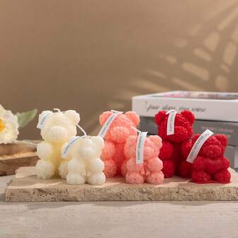 1pc Rose Bear Scented Candle, Available In Large And Small Sizes, Multiple Color Options, Suitable For Valentine's Day Candles, Valentine's Day Gifts, Birthday Gifts, Romantic Wedding Fragrance Decor, Living Room And Bedroom Decorations