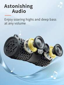Bocina Bluetooth Portátil con Sonido Estéreo, Batería de 2000mAh, Altavoz Inalámbrico a Prueba de Agua IPX7 para Exteriores, Casa, Playa, Bicicleta, Alberca y Viajes - Marrón - Ver 7