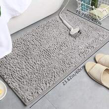 1pc Simple Light Grey Soft Chenille Absorbent And Non-Slip Bathroom Rug, Also Suitable For Room Decoration Home Bathroom Decor Floor Carpet Outdoor Rug Door Mat Fall Decor Bathroom Accessories Back To School Entryway Decor - Light Grey - View 8