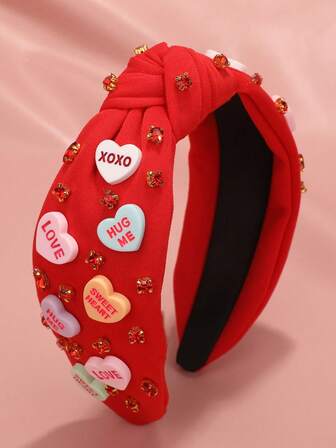 1 pieza Diadema para el Día de San Valentín para mujer, Accesorio para el cabello con forma de corazón XOXO, Accesorio de San Valentín con corazón rosa, Regalo de accesorios para la cabeza