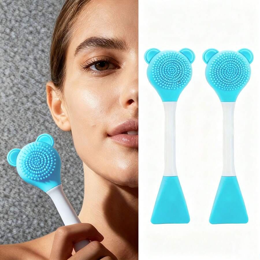 4 PCS Silicone Facial Mask Brush, Face Wash Brush With Bristles, Exfoliating Blackheads, Women's Skin Care Tools,Face Mask Beauty Tool Soft Silicone Facial Mud Mask, Brush Hairless Body Lotion And Butter Applicator - Baby Blue - View 1