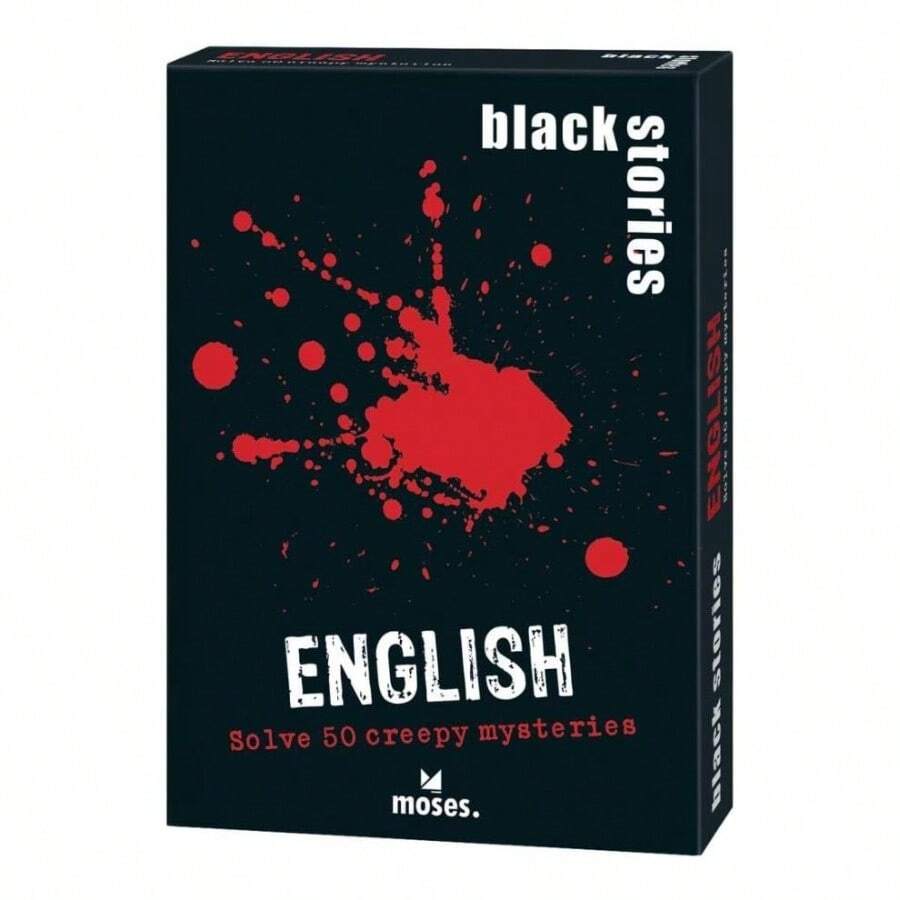 . Black Stories English 50 Creepy Mysteries - Juego de Rompecabezas con Variante de Juego y fichas de puntuacin, Juego de Rompecabezas para Adolescentes y Adultos - Con fichas de puntos - Ver 1