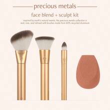 YQQ ECOTOOLS Face + Blend Sculpt Set Kit de Maquillaje con 3 Brochas y Esponja para Base Iluminador y Sombras9394 - Multicolor - Ver 3