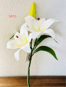 1/2/3/5/6 件丝绸橡胶人造百合花，高 33 厘米，适用于插花、家居装饰、花瓶、花园、窗台、婚礼、派对、感恩节、父亲节，高品质假花