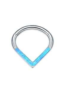 1 件水滴形低过敏性 316L 不锈钢鼻环，16G 鼻中隔环穿刺饰品，8mm/10mm 镶嵌白色/蓝色/紫色/粉色蛋白石鼻环，金色和银色可选，吊坠耳环 - 彩色 - 查看 34