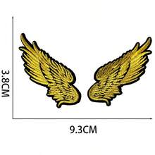 Embroidered Gold & Silver Angel Wings Patch, Embroidered Cloth Patch Applique, Iron-On Patch For Jackets, Bags, Hats, Shoes And Jackets