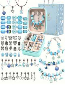 66件套Sofier手链制作套装，女孩首饰盒，首饰制作套装，女孩礼物，DIY手工玩具，生日派对礼物，复活节和新年礼物，情人节礼物