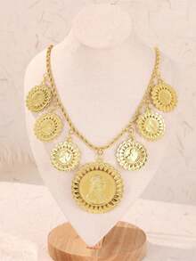 1件花卉图案女士珠宝项链，复古宫廷风格项链，新娘项链，场合配饰，女士珠宝 - 金色 - 查看 3