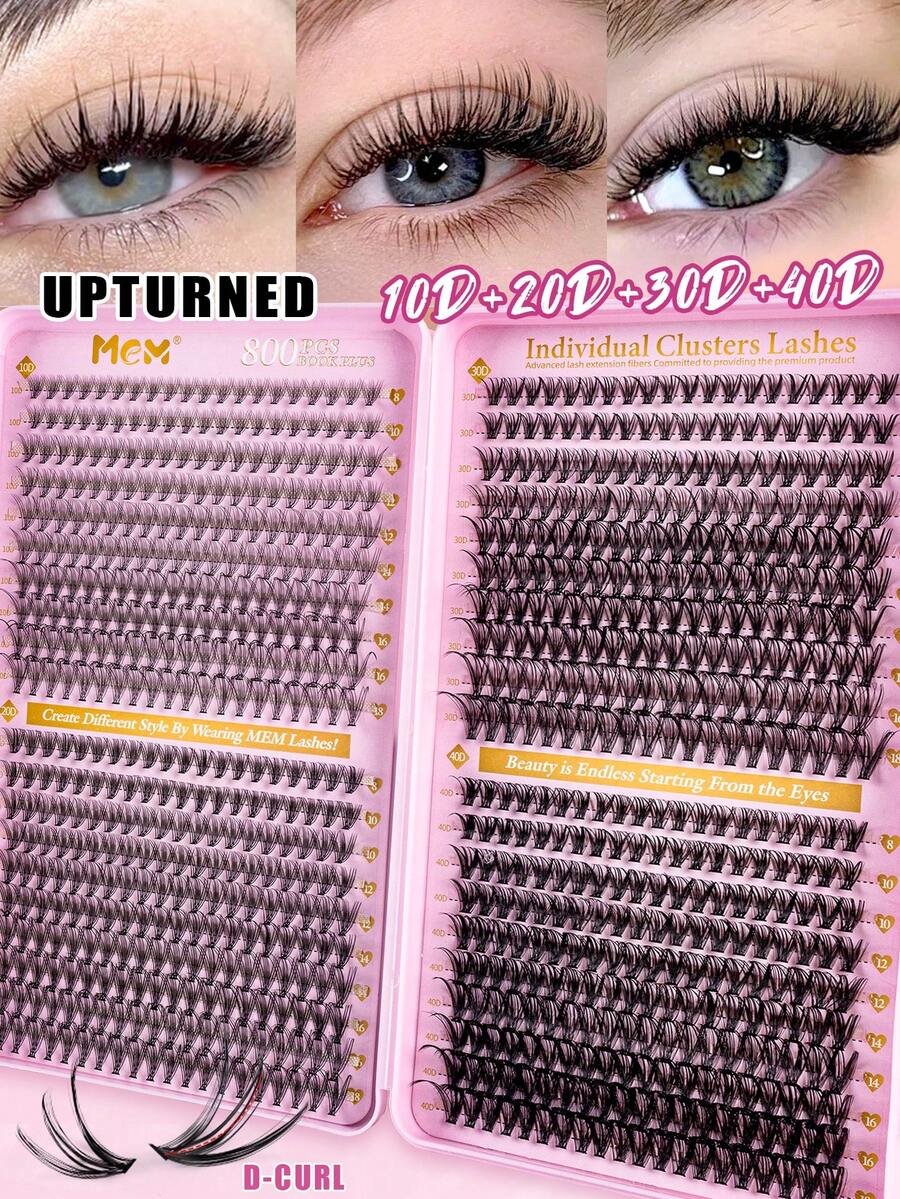 800/240pcs Cluster False Eyelashes Set, 10D/20D/30D/40D Mixed Synthetic Mink Lashes, 0.07mm Curl, 8-18mm Length, Includes Natural Look Lashes, 3D Russian Volume, Suitable For Beginners, Reusable, Ideal For Home Wear, Individual Lashes, Suitable For Travel, Daily Wear (Suitable For Beginners), Weddings, Dates, Parties, Holidays, Excellent As Christmas/Halloween/Gift Eyelash Set. - D - 查看 1