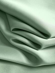 abyoxi 女士鼠尾草绿优雅性感不对称领口泡泡袖长袖荷叶边缎面迷你连衣裙，腰部褶皱设计，性感浪漫，适合派对、约会、新年、情人节、春夏秋季短款连衣裙 - 豆綠色 - 查看 8