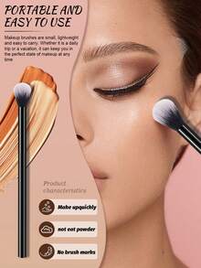 6pcs Soft Makeup Brushes Including Eyeshadow Brush, Eyebrow Brush, And Lip Brush, Suitable For Setting Makeup, Touch-Ups, And Beginners' Makeup Practice Scenarios - Black - View 6
