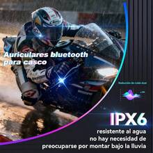 Auricular sin Intercomunicador para Casco de Motocicleta, Intercomunicador 5.2 con Micrfono IPX6, Manos Libres para Moto, Conexin Dual, AI Asistente de Voz, para Cascos Moto - Negro - Ver 5