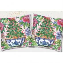 1PC 18x18 Inch Chinoiserie Christmas Pillowcase, Holiday Pillow Cover, Floral Watercolor Accent Pillow, Home Gift, Chinoiserie Pillow Cover, Perfect Gifts For Christmas/New Year/Holiday/House Warming/Fall/Winter Home Decoration - 樣式-1 - 查看 3