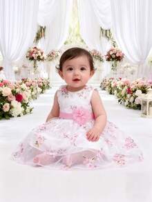 Sleeveless Princess Dress, Birthday Party Wedding Ceremony Outfit For Baby 1st Birthday