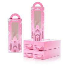 6/12/18 Stücke Prinzessinnen Schloss Geschenkbox - Blau & Rosa Schneeflocken Süßigkeitenbox mit Griff und transparentem Fenster, Kindergeburtstags-Party/Winter Wunderland Dekorations Geschenkbox - Verschiedenfarbig - Übersicht 9