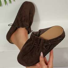 Fall Spring Walking Loafers For Women Drawstring Sandals Closed Toe Flat Mules Comfortable Backless Casual Loafer Slides Shoes Outdoor Travel - Cà phê nâu - Xem 3