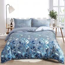 3PCS Soft Blue Branches Leaves Pattern Duvet Cover Bedding Set Queen King Size With 2 Pillowcases Gift Blue Leaf Quilt Cover Set, Cozy Bed For Warm Fall & Festive Xmas Bedroom Decor, Soft & Stylish Bedding Collection - Dark Blue - 查看 8