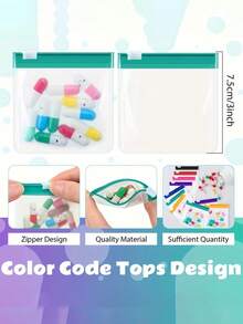 Multi-Color EVA Zipper Pouch Bags - Transparent Sealable Travel Cosmetic & Jewelry Storage Organizer For Toiletry, Makeup, Pills, Beads, Hair Accessories, Portable Clear Small Drawstring Bag(Includes DIY Label*1) - Multicolor - View 8