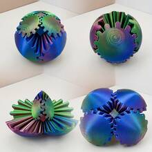 3D Printed Handheld Multi-Color Gradient Gear Ball Model, Rotating Furniture Office Ornaments That Glow At Night, Colorful And Unique Three-Dimensional Creative Hand-Made Decorations, Colorful And Practical Christmas And Halloween Surprise Eggs, Suitable For Indoor Concert Hall Atmosphere Landscaping - One In Color - View 3