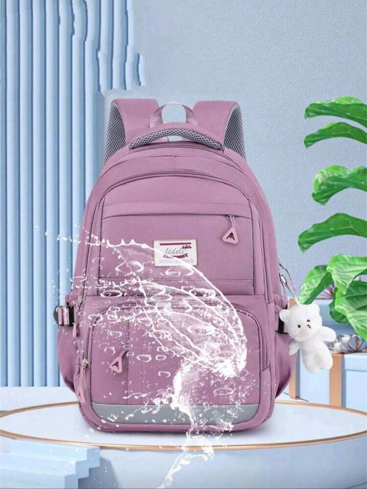 Women's Waterproof Backpack, Korean Style, Casual, School, Work, Travel, Multifunctional With Strap And Zipper - Black and White - View 2