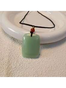 1pc Luxury Shiny Green Jade Buddha Pendant Necklace, Exquisite Jewelry - Green - View 2
