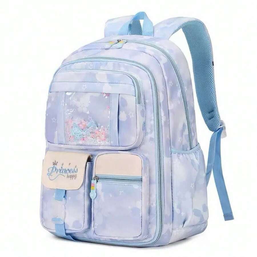 Mochila infantil de dibujos animados, protección de espalda, carga reducida, lentejuelas degradadas, gran capacidad - AZUL - Ver 1