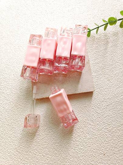 5 قطع/1 قطعة أنابيب شفافة سعة 2 مل لتعبئة لمعة الشفاه الوردية غير المنتظمة، عبوات لزيت الشفاه، للسفر