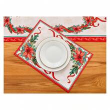 Poinsettia Placemats - Christmas Table Linens, 13x19 - Multicolor 54 - View 3