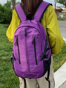 1pc Contrast Color Anti-Theft Large Capacity Casual Fashion Backpack With Waist Strap, Suitable For Men And Women, School, Work, Travel, Commuting, Short Trip