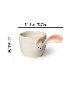 1 pieza Taza de cerámica con diseño de conejo lindo, taza de café de diseño creativo de nicho, taza de desayuno con orejas de conejo Kawaii, rosa y blanco, adecuada para todas las estaciones y escenarios del hogar - Multicolor - Ver 14
