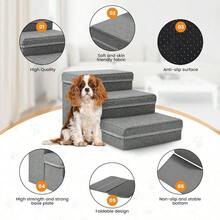 ASSunowl Escalera para Perros 3 Niveles Plegable para Mascotas Escalera para Perros Extra Anchos sofa Cama con Espacio de Almacenamiento Superficie Antideslizante Ayuda a la Mascota facil de - 3niveles - Ver 2