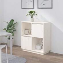 vidaXL Sideboard weiß 74x35x80 cm massives Kiefernholz - Verschiedenfarbig - Übersicht 1