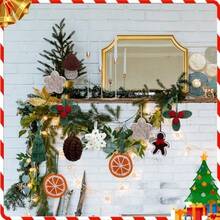 D16 Pcs Crochet Christmas Tree Ornaments Handmade Crochet Pine Cone Gingerbread Man Snowflake Mushroom Orange Slice Star Hanging Decorations For Xmas Winter Holiday Gifts Decorations - 如圖 - 查看 5