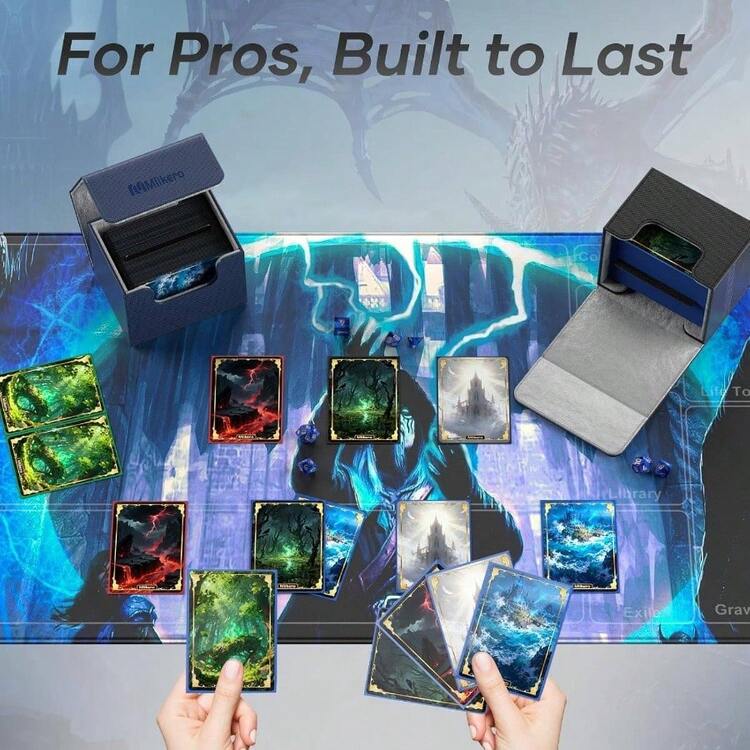 - Caja de cartas para mazo, con capacidad para ms de tarjetas de doble manga con 4 divisores, caja de tarjetas de cierre magntico de piel para MTG, TCG negro - Caja para cubierta V2-Negra - Añade 6