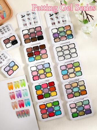 AiFer 9色点涂胶系列高饱和度流行半固态彩绘凝胶指甲油，适用于美甲沙龙特供