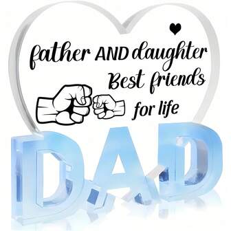 1Pc [Sentimental Acrylic Desk Decor Plaque] Acrylic Dad And Daughter Friendship Heart Sign - Sentimental Desk Decor, Inspirational Plaque For Fathers, Ideal Gift For Birthday, Christmas, Thanksgiving, Father's Day,Christmas,Christmas Decorations Home,Christmas Gifts,Birthday Decorations,Christmas Presents,Home Decor,Bedroom Decor,Stocking Fillers,Gifts For Women,Room Decor,Bedroom Decor,Home Decor,Room Decor Bedroom,Christmas Decorations